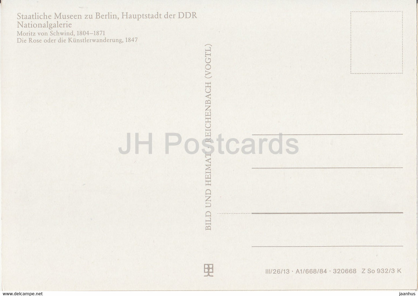 painting by Moritz von Schwind - Die Rose oder die Kunstlerwanderung - German art - DDR Germany - unused