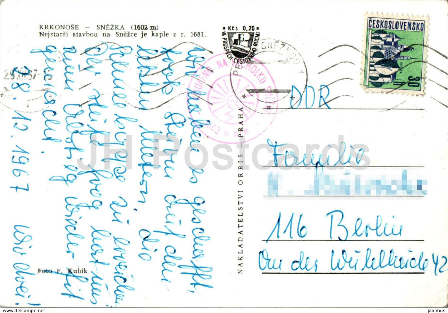 Krkonose - Snezka 1602 m - Nejstarsi stavbou - The oldest building is the chapel - Czech Repubic - Czechoslovakia - used