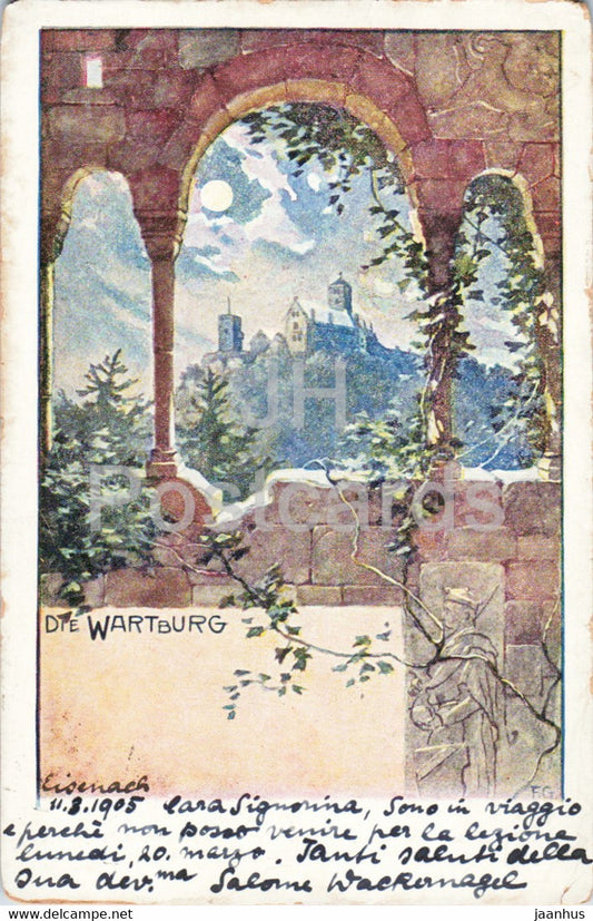 Die Wartburg - illustration - old postcard - 1905 - Germany - used - JH Postcards