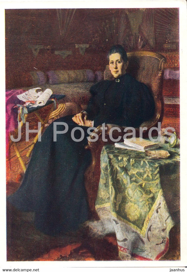 painting by N Bogdanov Belsky - portrait of Sheremetyeva - Russian art - 1964 - Russia USSR - unused - JH Postcards