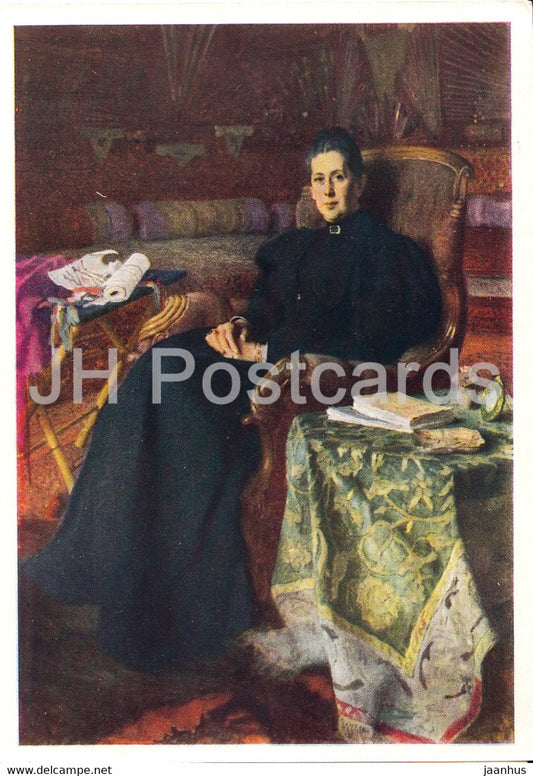 painting by N Bogdanov Belsky - portrait of Sheremetyeva - Russian art - 1964 - Russia USSR - unused - JH Postcards