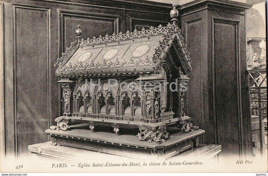 Paris - Eglise Saint Etienne du Mont - La chasse de Sainte Genevieve - 436 - church - old postcard - France - unused - JH Postcards
