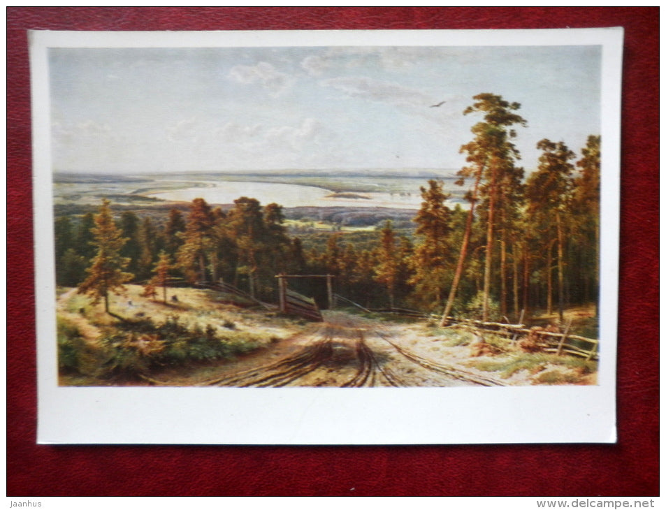 painting by I. Shishkin , The Kama river near Elabuga , 1895 - russian art - unused - JH Postcards