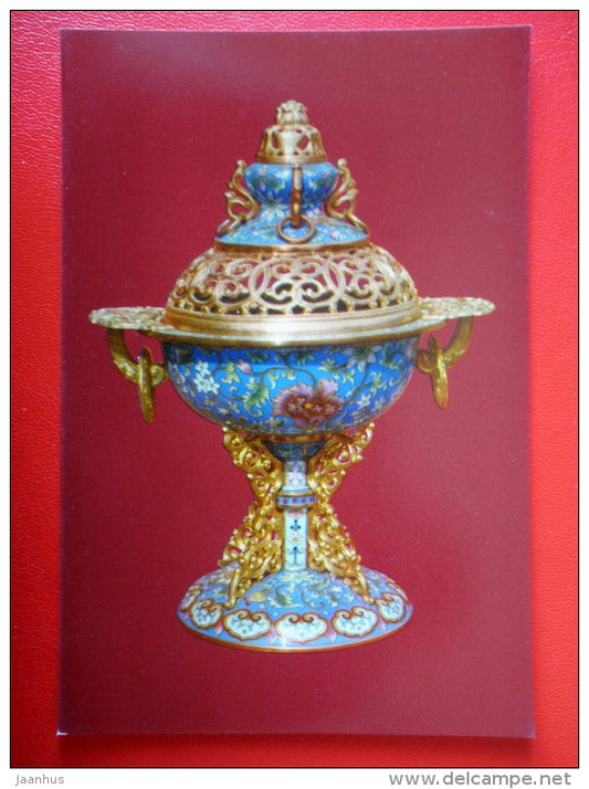 Cloisonne Incense Burner - Chinese Art and Crafts - 1965 - People`s Republic of China - unused - JH Postcards