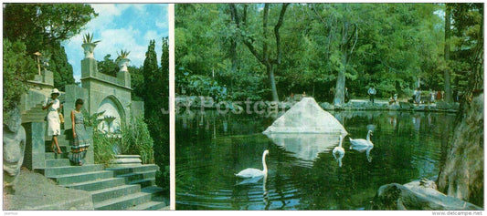 fountain Shell in the Lower Park - Swan lake - Alupka Palace Museum - Crimea - 1982 - Ukraine USSR - unused - JH Postcards