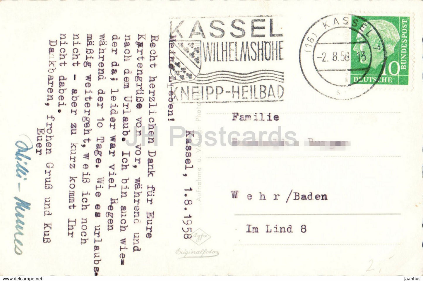 Konigsteinscher Hauberg - Chr Alb Koog - carte postale ancienne - 1958 - Allemagne - utilisé