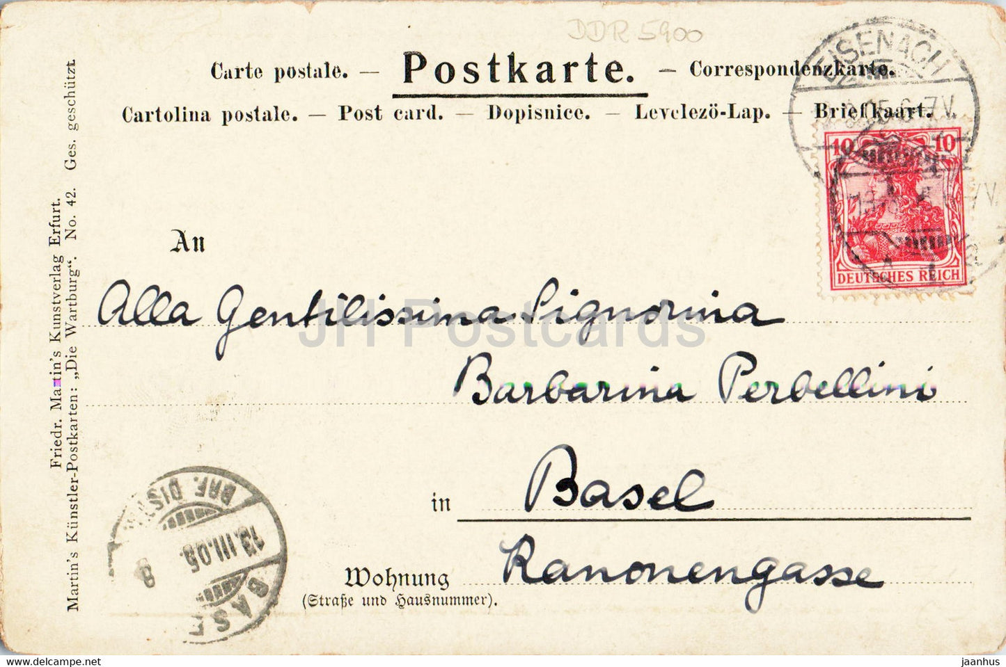 Die Wartburg - Illustration - alte Postkarte - 1905 - Deutschland - gebraucht