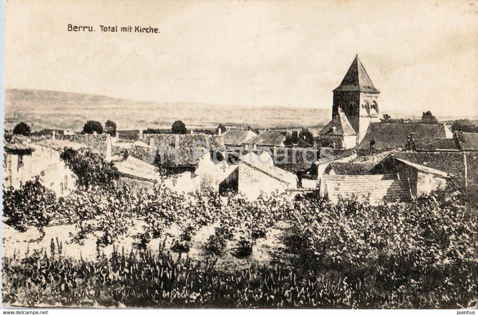 Berru - Total mit Kirche - church - 827 - old postcard - France - unused - JH Postcards