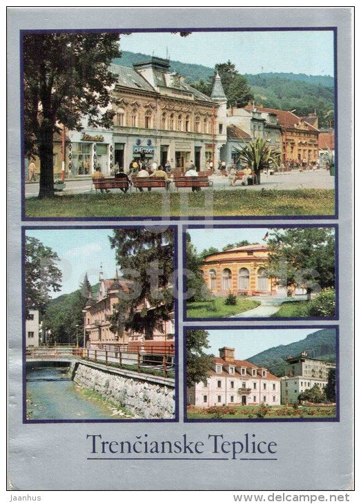 Trencianske Teplice - town views - architecture - Czechoslovakia - Slovakia - used 1982 - JH Postcards