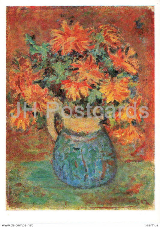painting by Jerzy Fedkowicz - Dzban z zoltymi kwiatami - A pitcher with yellow flowers - Polish art - Poland - unused - JH Postcards