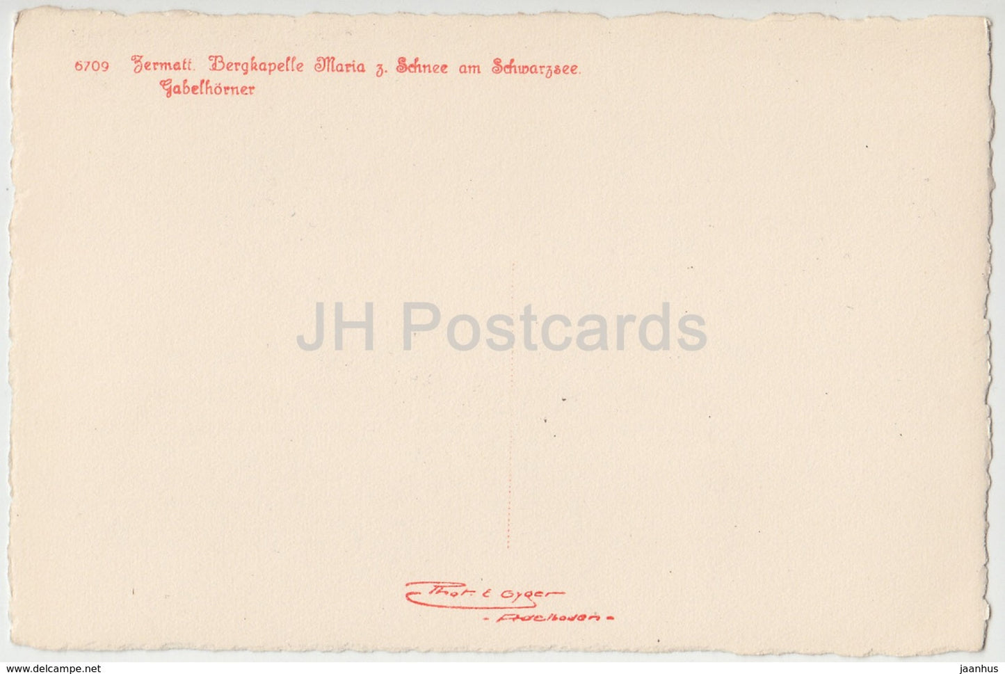 Zermatt - Bergkapelle Maria z. Schnee am Schwarzsee - Gabelhorner - Kapelle - 6709 - Schweiz - alte Postkarte - unbenutzt