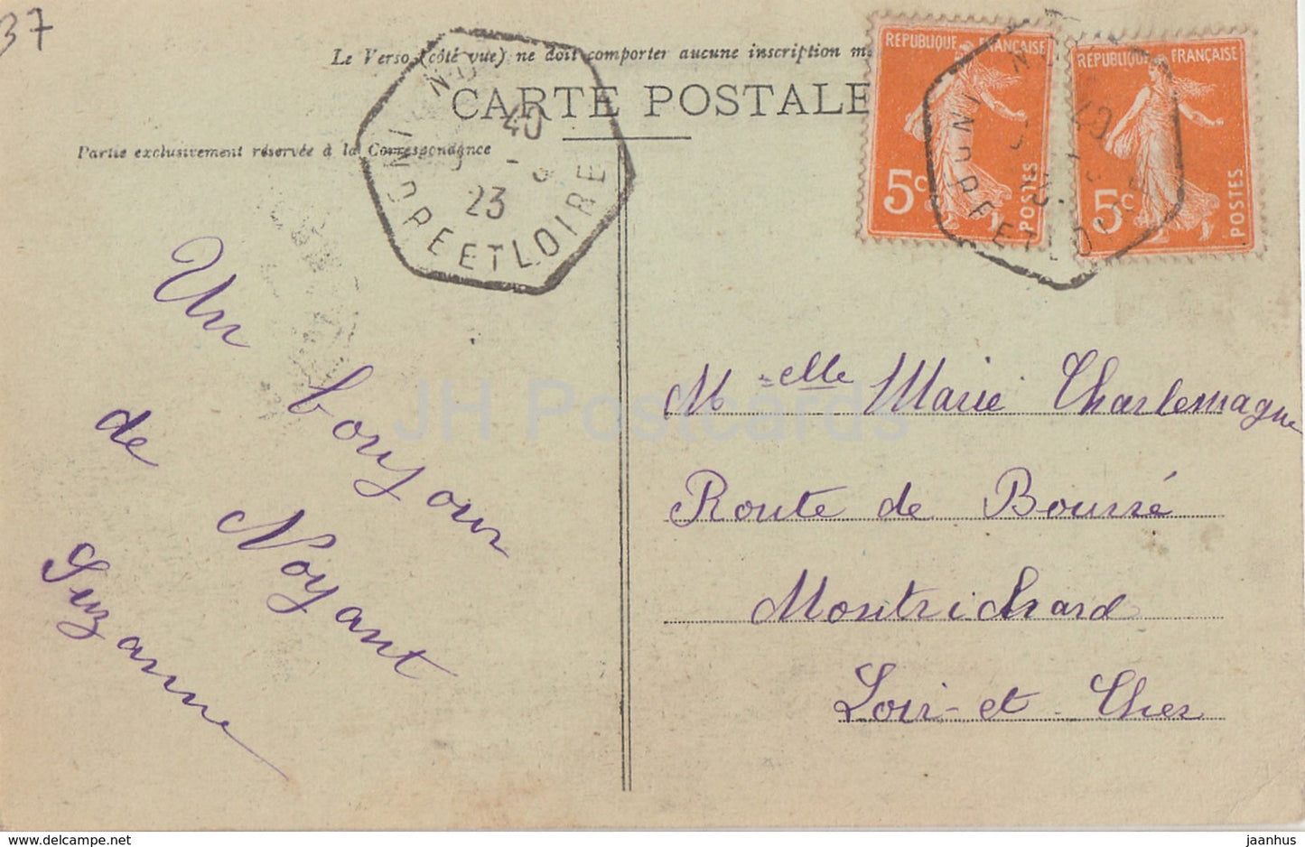 Le Château de Brou - près Noyant - château - 55 - carte postale ancienne - 1923 - France - occasion