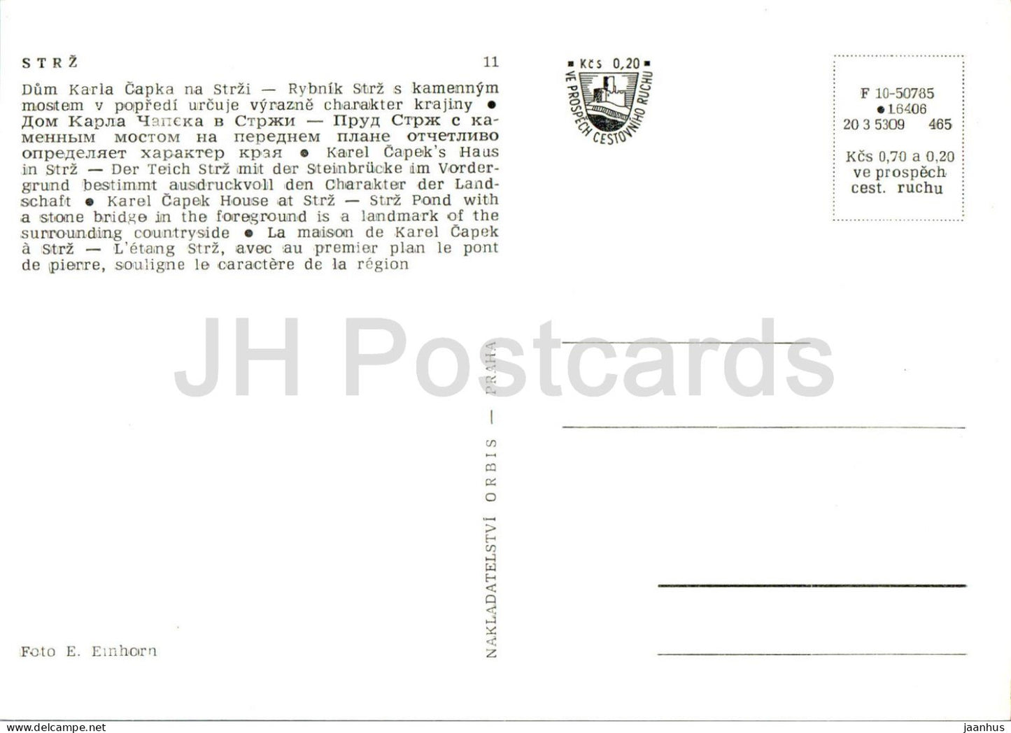 Strz - Czech writer Karel Capek House - pond with a stone bridge - museum - Czech Repubic - Czechoslovakia - unused