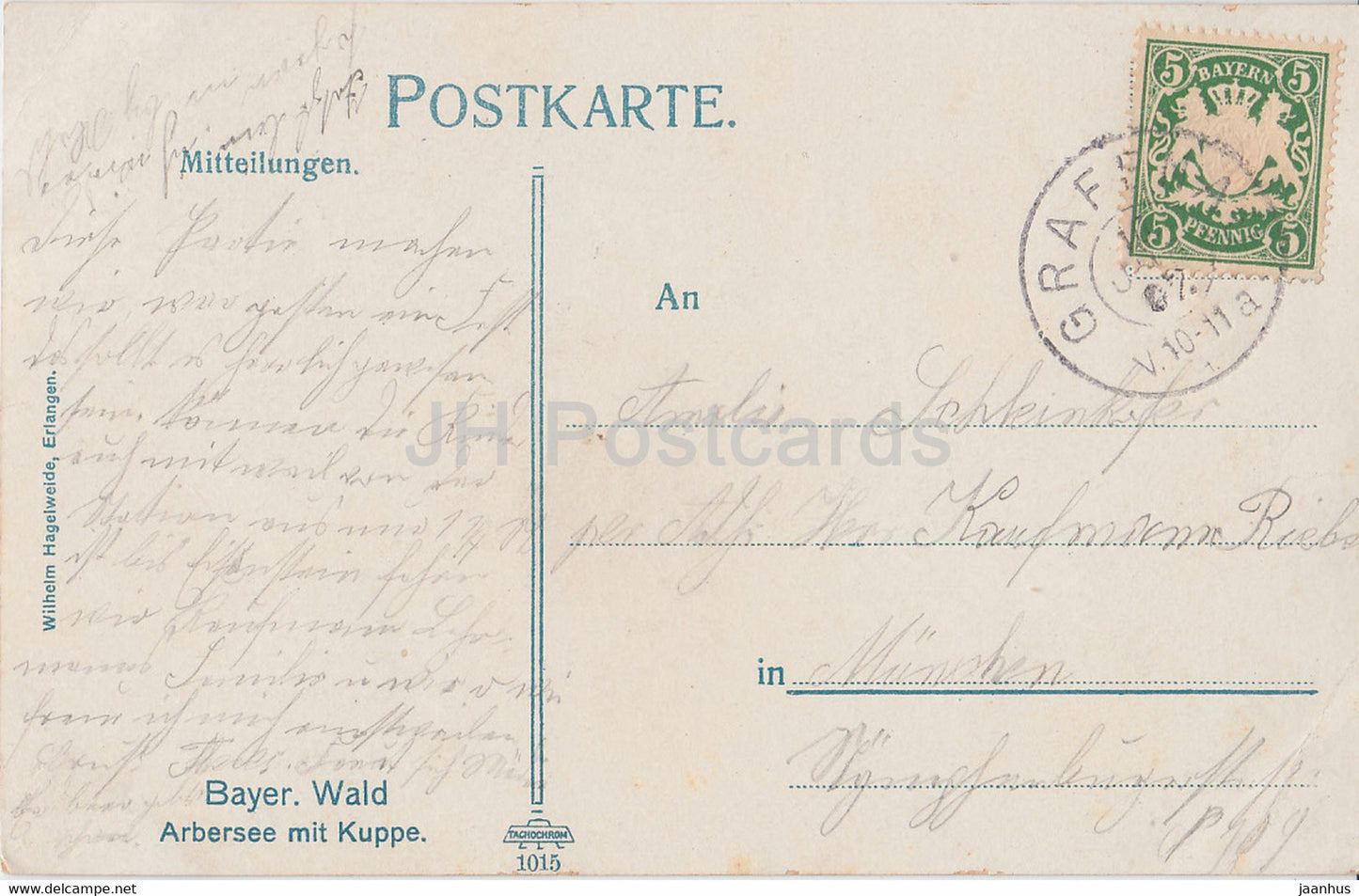 Bayer Wald - Arbersee mit Kuppe - old postcard - 1902 - Germany - used