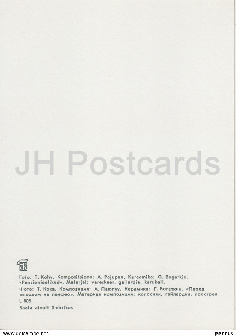 Pré Pension - composition - Flower Art - ikebana - 1981 - Estonie URSS - inutilisé