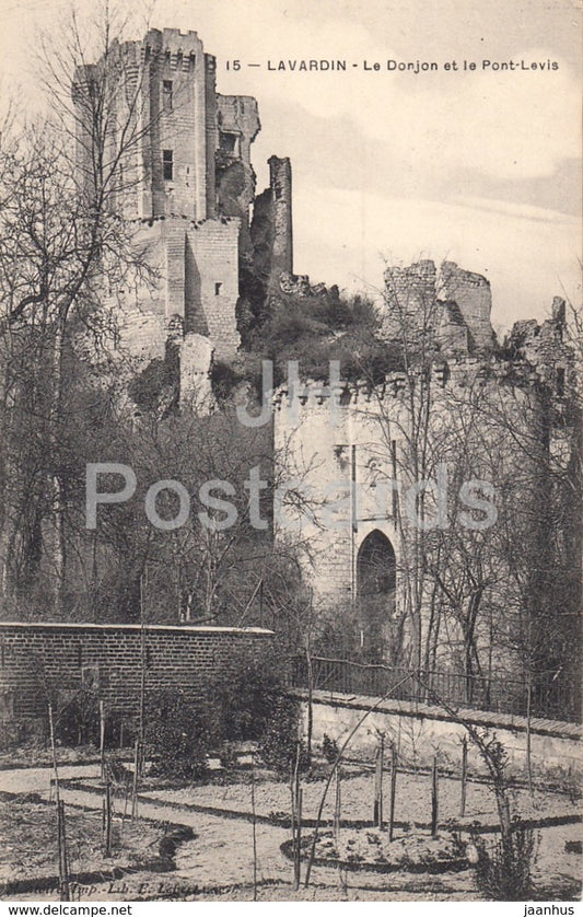 Lavardin - Le Donjon et le Pont Levis - 15 - old postcard - France - unused - JH Postcards