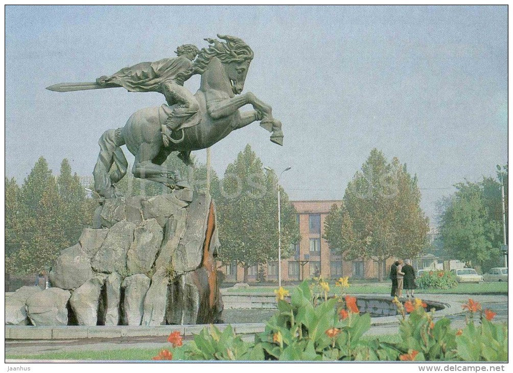 Monument to David Sasunskiy - horse - Yerevan - 1989 - Armenia USSR - unused - JH Postcards