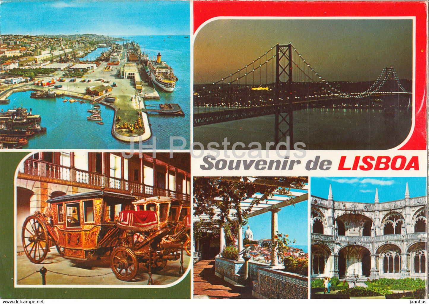 Souvenir de Lisboa - port - horse carriage - multiview - 1978 - Portugal - used - JH Postcards