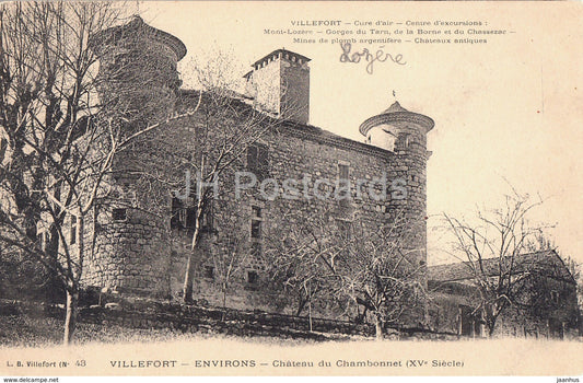 Villefort - Environs - Chateau du Chambonnet - castle - 43 - old postcard - France - unused - JH Postcards