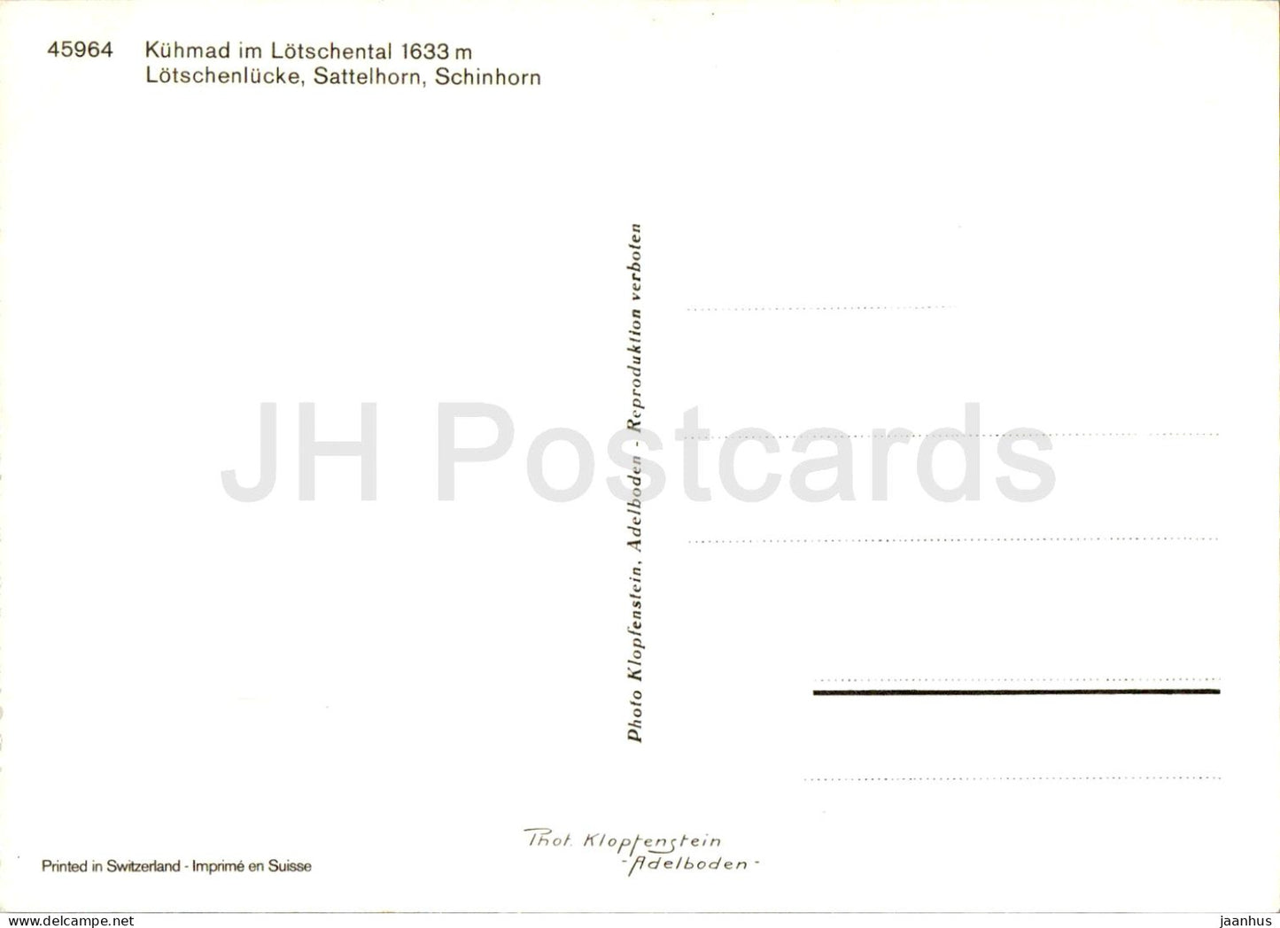 Kuhmad im Lotschental 1633 m - Lotschenlucke - Sattelhorn - Schinhorn - 45964 - Suisse - inutilisé 