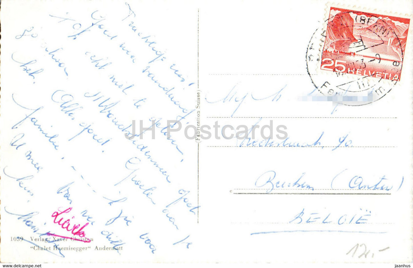 Andermatt gegen Furka - 1059 - carte postale ancienne - 1953 - Suisse - utilisé