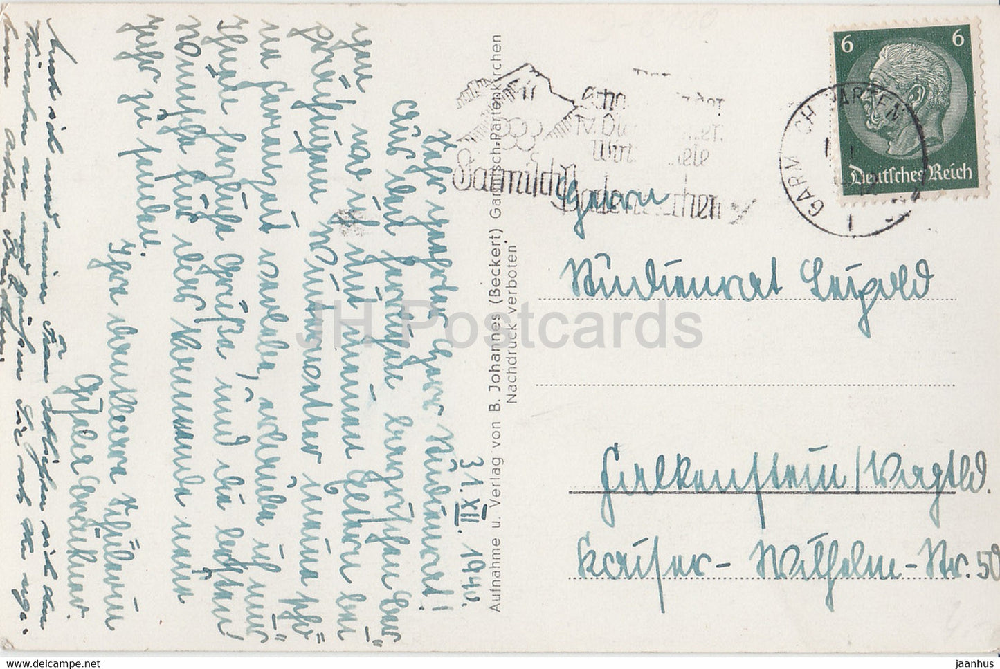 Partenkirchen - Zugspitze - Hollentalspitzen - Waxenstein - old postcard - 1940 - Germany - used