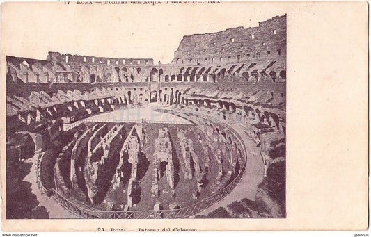Roma - Rome - Interno del Colosseo - colosseum - ancient - old postcard - Italy - unused - JH Postcards