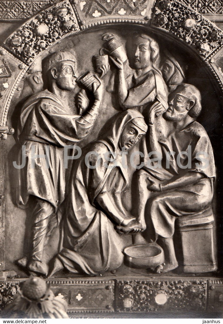 Marburg - Elisabethkirche - Sakristei - Elisabethschrein - Dachrelief - Fusswaschung und Trankung - Germany - unused - JH Postcards