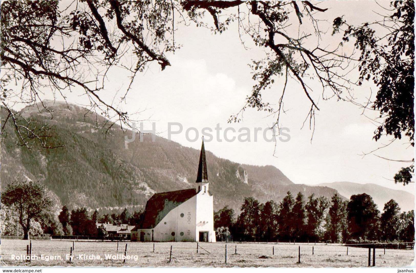 Rottach Egern Ev Kirche - Wallberg - church - old postcard - Germany - unused - JH Postcards