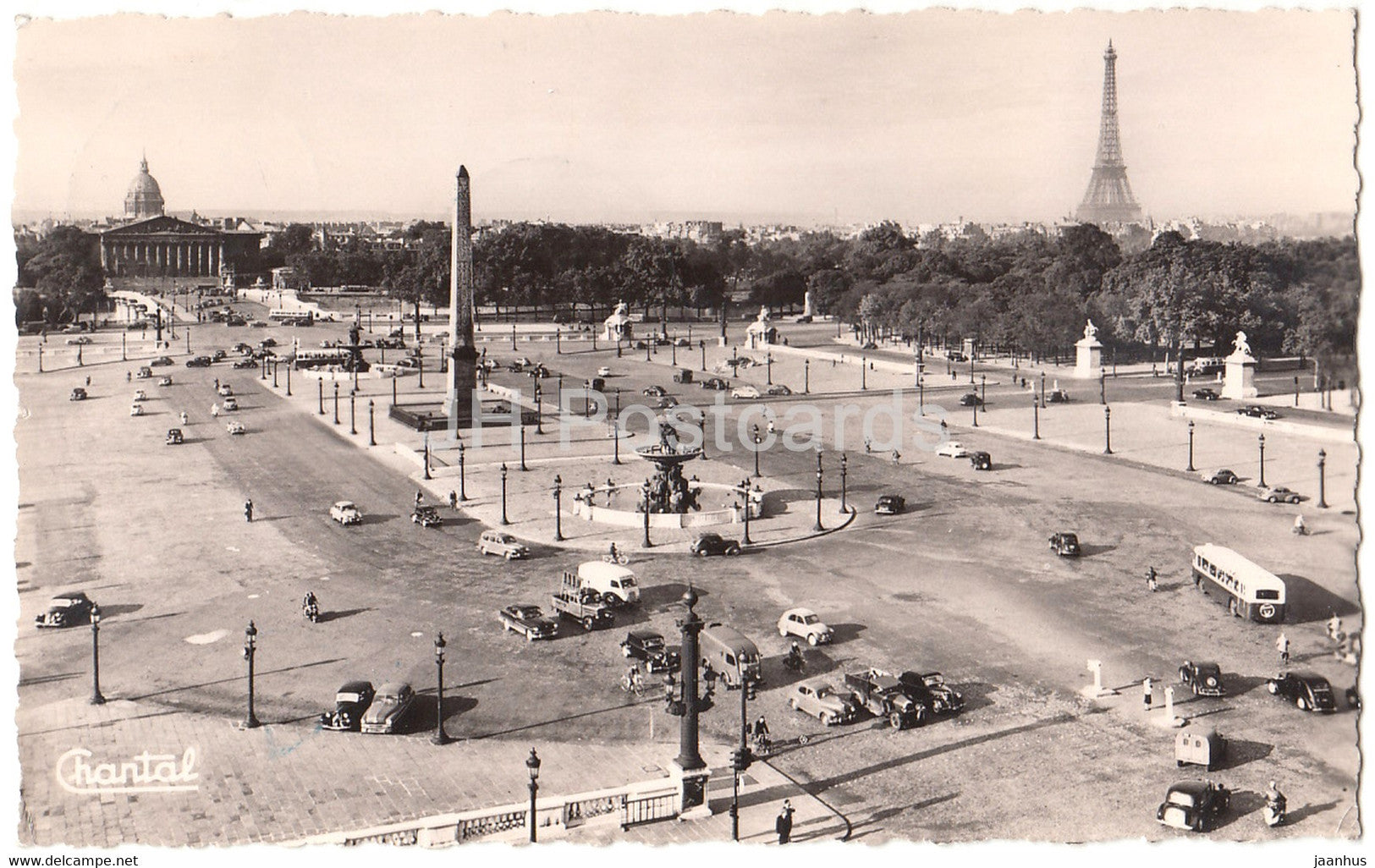 Paris - Place de la Concorde - car - bus - 25 - old postcard - 1956 - France - used - JH Postcards