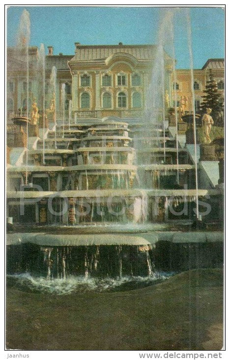 Great Cascade - Grand Palace - fountains - Petrodvorets - Russia USSR - unused - JH Postcards