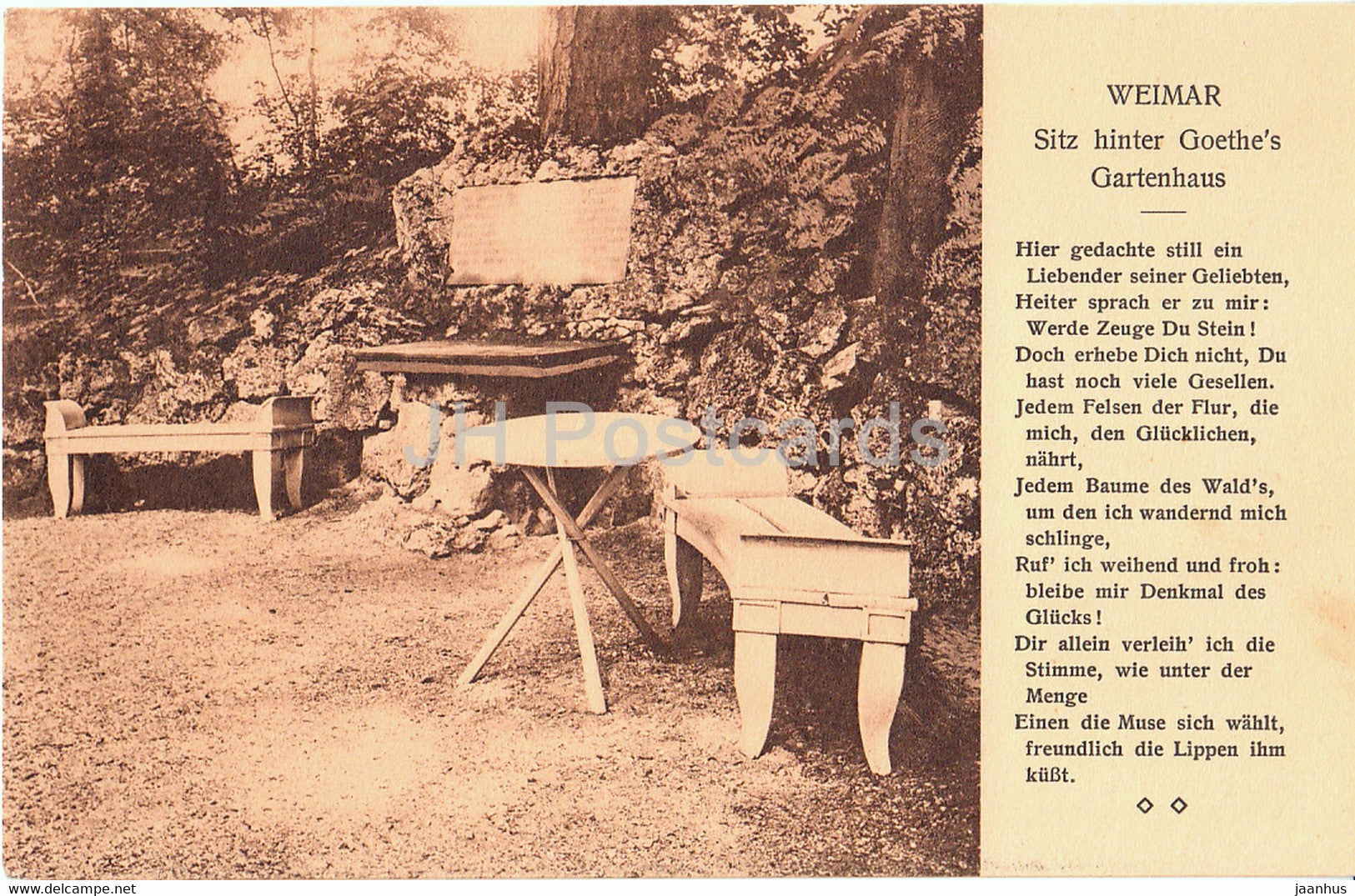 Weimar - Sitz hinter Goethe's Gartenhaus - 540 - old postcard - Germany - unused - JH Postcards