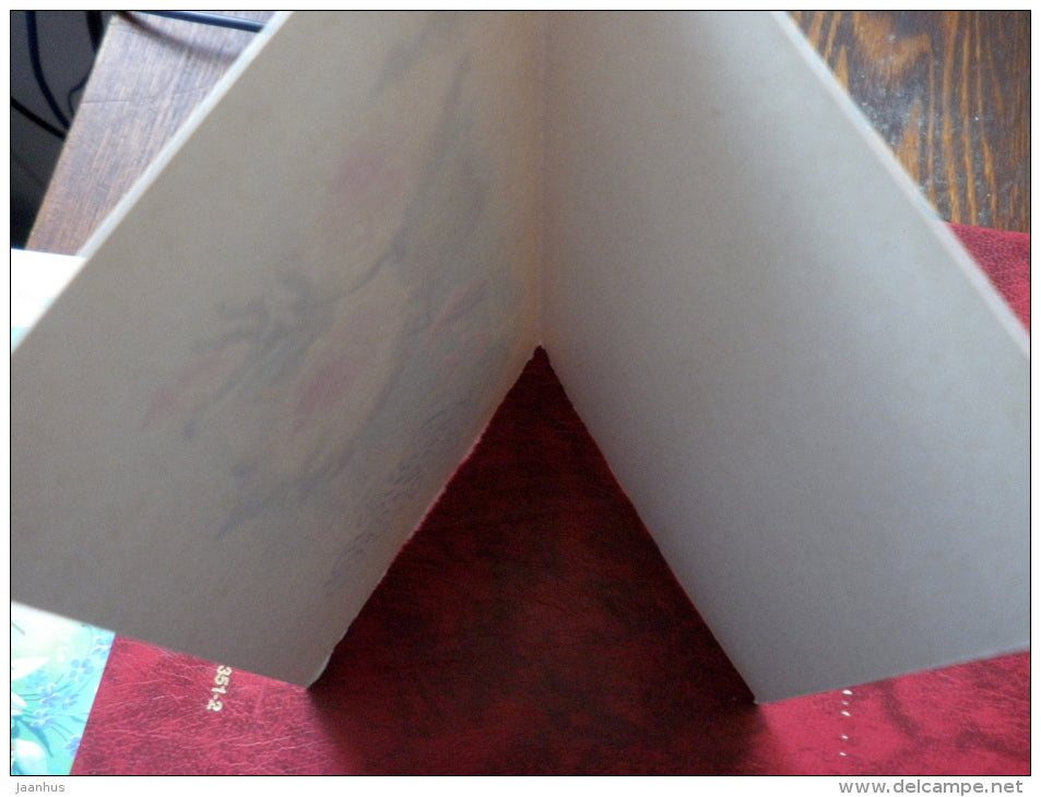 Birthday greeting card - roses - embossed - flowers - 1985 - Russia - USSR - unused - JH Postcards