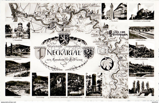 Das burgenreiche romantische Neckartal von Mannheim bis Heilbronn - old postcard - Germany - unused - JH Postcards