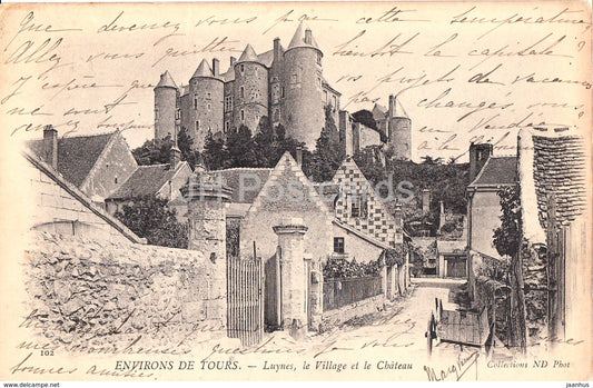 Luynes - Le Village et le Chateau - Environs de Tours - castle - 102 - old postcard - France - used - JH Postcards