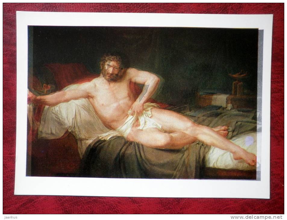 Painting by Guillaume Guillon-Lethière - The Death of Cato of Utica - Print ERROR!!! - art - unused - JH Postcards