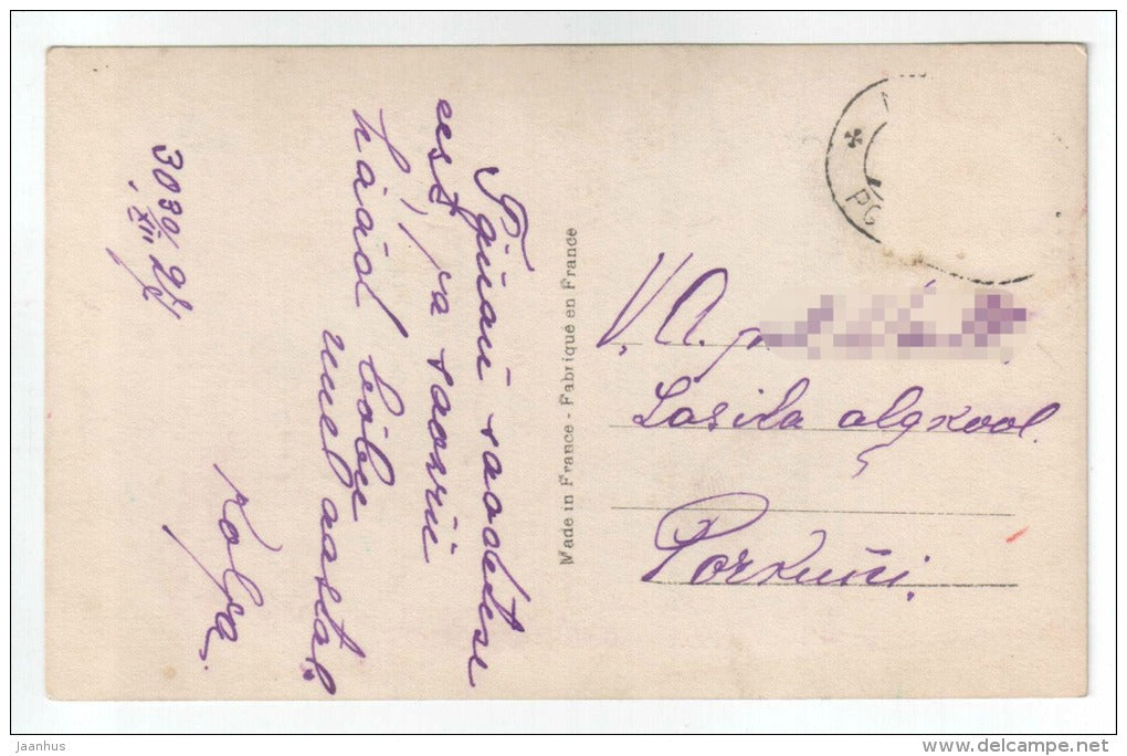 Greeting Card - flowers - church - YSA 677 - old postcard - circulated in Estonia 1927 Rakvere Tallinn - used - JH Postcards
