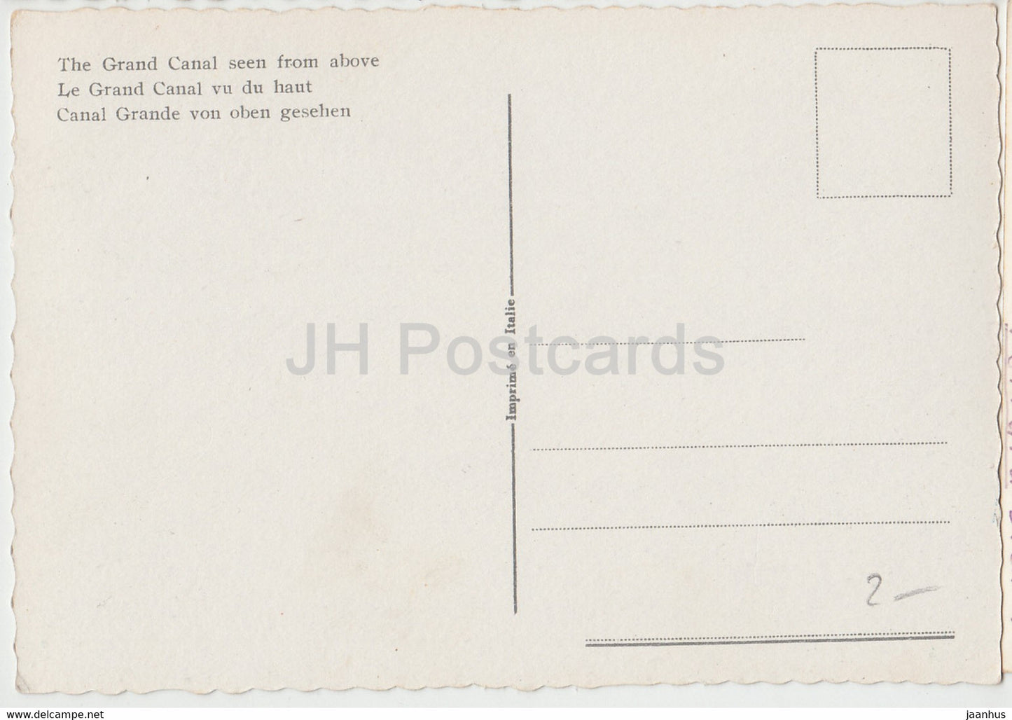 Venezia - Venise - Canal Grande visto dall'Alto - Grand Canal vu d'en haut - carte postale ancienne - Italie - inutilisé