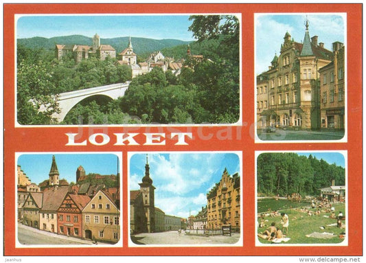 Loket - Sokolov district - bridge - town views - Czechoslovakia - Czech - unused - JH Postcards