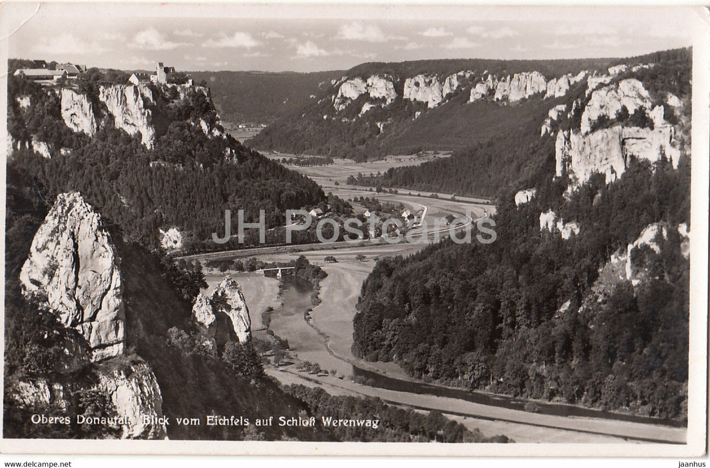 Oberes Donautal - Blick vom Eichfels auf Schloss Werenwag - 438 - old postcard - 1942 - Germany - used - JH Postcards