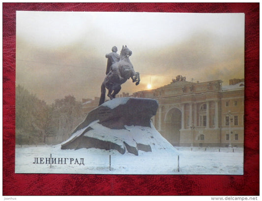 Leningrad - St. Petersburg - monument to Peter the Great - The Bronze Horseman - 1983 - Russia - USSR - unused - JH Postcards