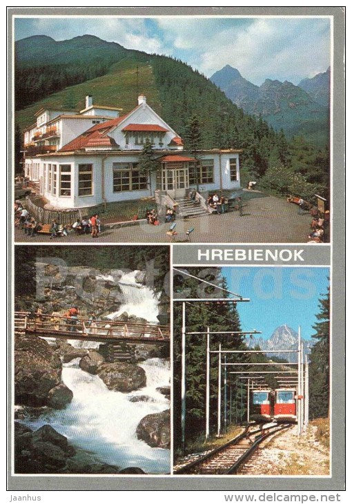 convalescent home - waterfall - funicular - Hrebienok - Vysoke Tatry - High Tatras - Czechoslovakia - Slovakia - unused - JH Postcards