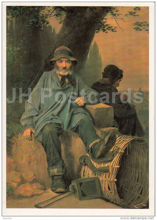 painting by V. Perov - Parisian rag-pickers , 1864 - Russian art - 1989 - Russia USSR - unused - JH Postcards