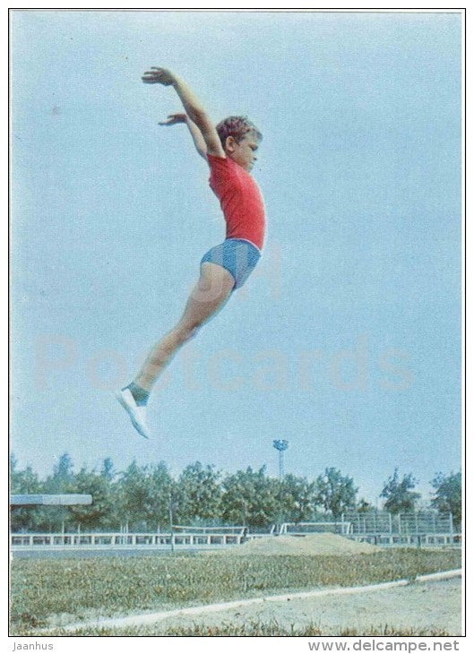 boy - jump - gymnastics in the school - children - 1973 - Russia USSR - unused - JH Postcards