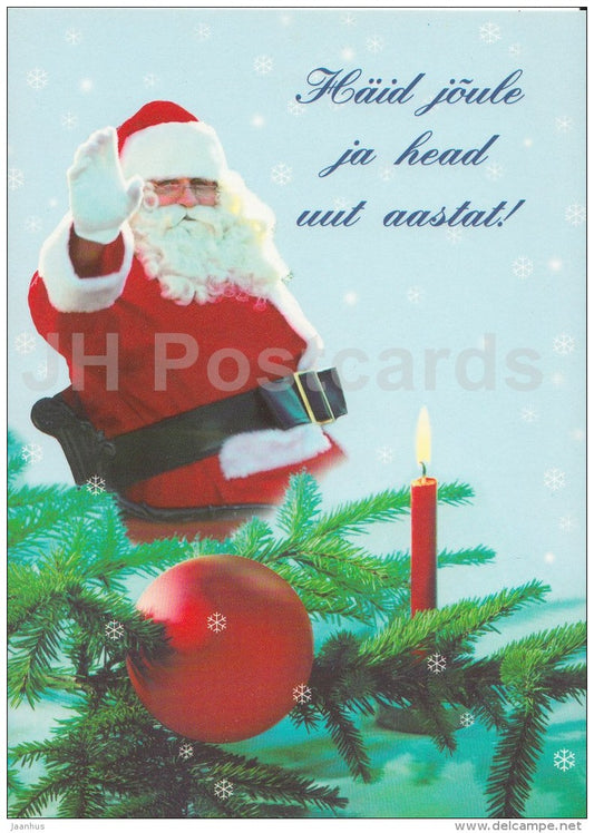 Christmas Greeting Card - Santa Claus - candle - decoration - Estonia - used in 1999 - JH Postcards