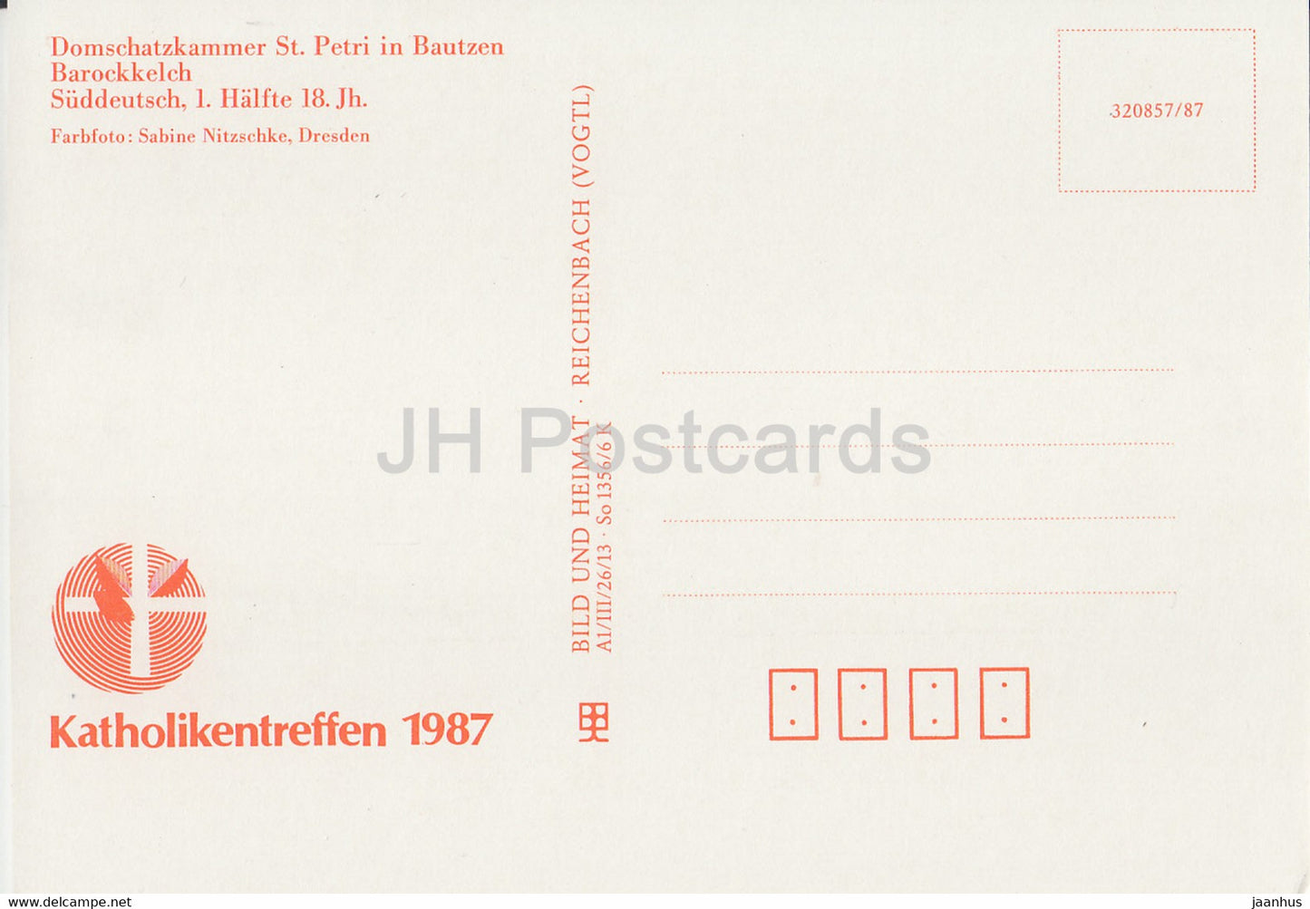 Barockkelch - calice - Domschatzkammer St Petri à Bautzen - 1987 - DDR Allemagne - inutilisé