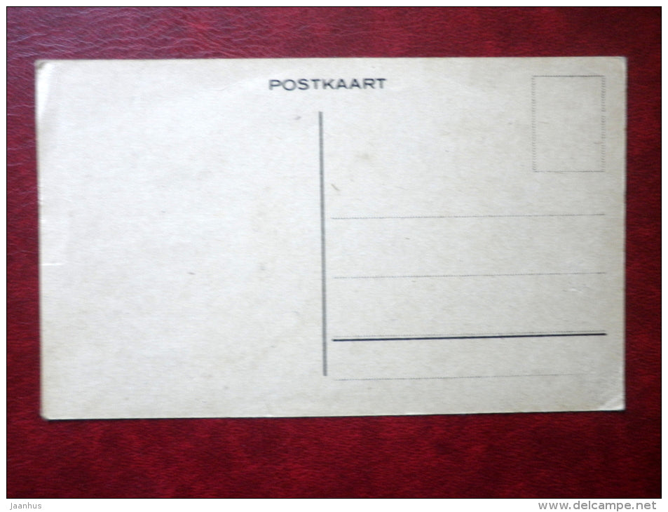 girl and boys - illustration - old postcard - Estonia - used - JH Postcards