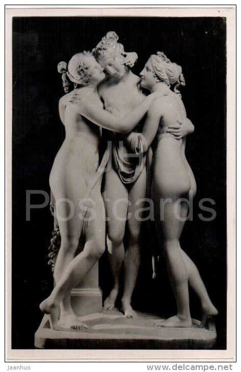 sculpture by Antonio Canova - Three Graces - women - italian art - unused - JH Postcards