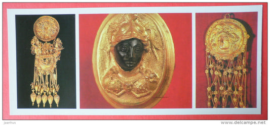 earring from Feodosiya . Ring with cameo from Panticapaeum - Ancient cities of Crimea - 1984 - Ukraine USSR - unused - JH Postcards