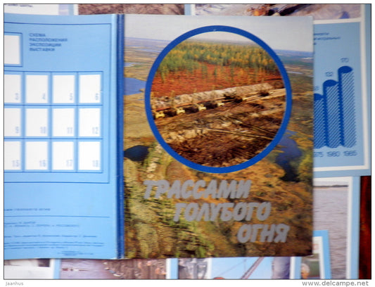 Urengoy-Pomary-Uzhgorod pipeline construction - gas - set of 18 large format cards - 1983 - Russia USSR - u - JH Postcards